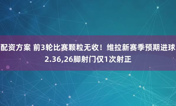 配资方案 前3轮比赛颗粒无收！维拉新赛季预期进球2.36,26脚射门仅1次射正
